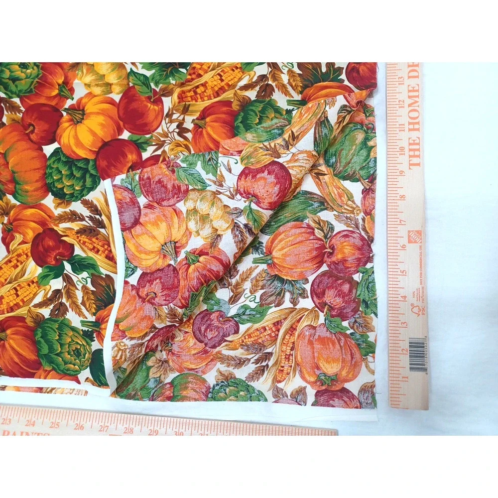 VTG Cranston Fall Pumpkin Sewing Craft Orange Cotton Fabric 1 Pc 1 Yard x 54